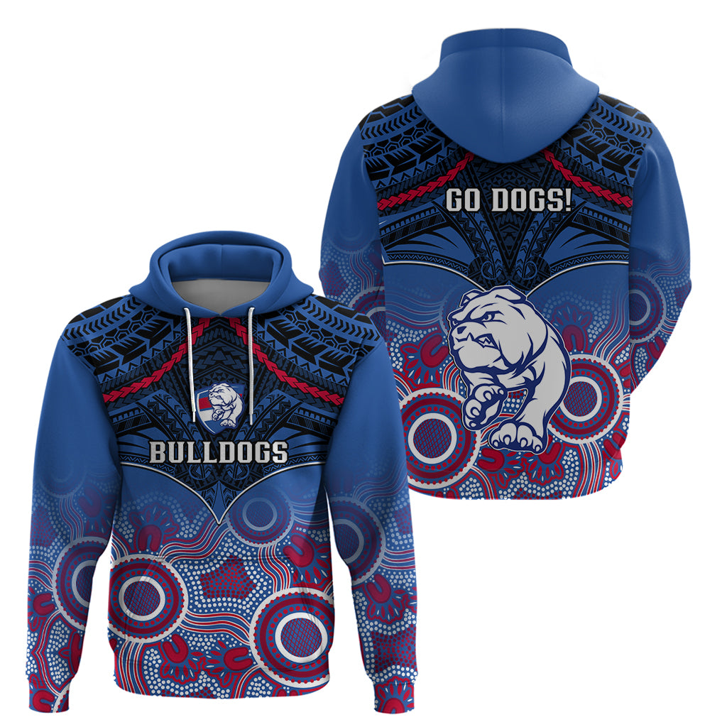 Bulldogs Football Hoodie Doggies Aboriginal Mix Polynesian Pattern - Vibe Hoodie Shop