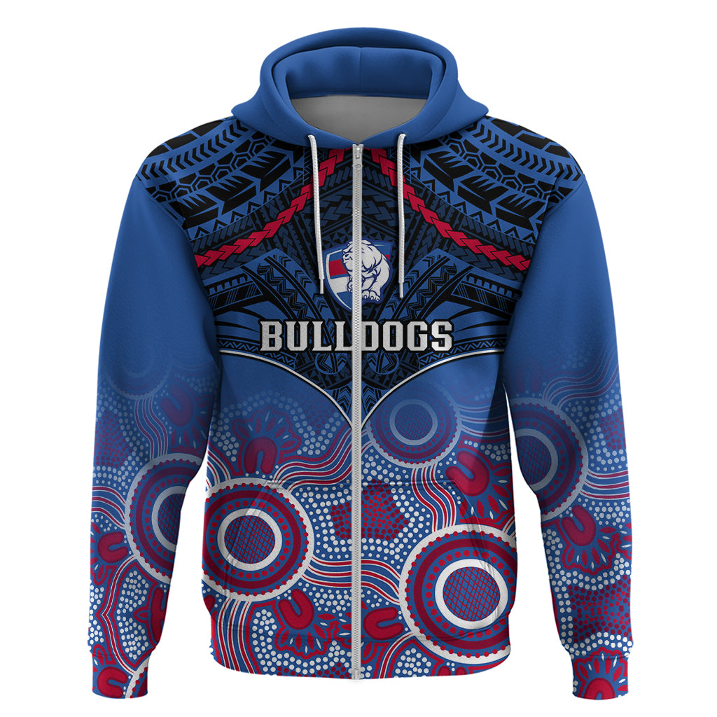 Bulldogs Football Hoodie Doggies Aboriginal Mix Polynesian Pattern - Vibe Hoodie Shop
