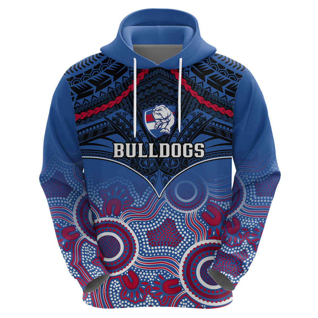 Bulldogs Football Hoodie Doggies Aboriginal Mix Polynesian Pattern - Vibe Hoodie Shop