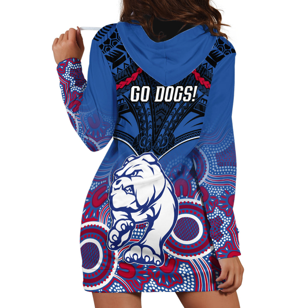 Bulldogs Football Hoodie Dress Doggies Aboriginal Mix Polynesian Pattern - Vibe Hoodie Shop