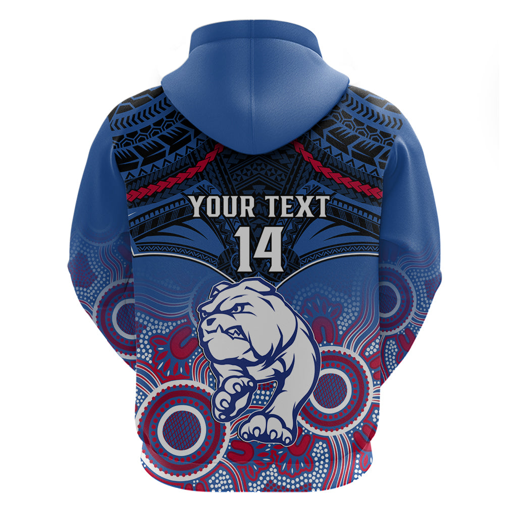 Personalised Bulldogs Football Hoodie Doggies Aboriginal Mix Polynesian Pattern - Vibe Hoodie Shop