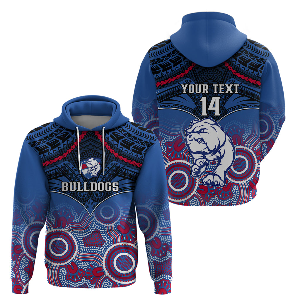 Personalised Bulldogs Football Hoodie Doggies Aboriginal Mix Polynesian Pattern - Vibe Hoodie Shop