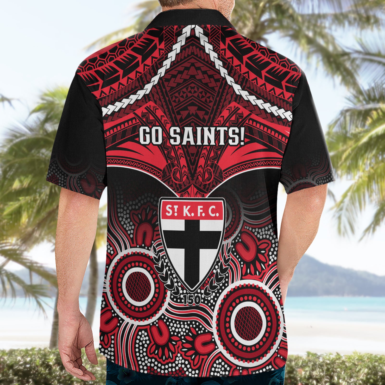 St Kilda Football Hawaiian Shirt Saints Aboriginal Mix Polynesian Pattern - Vibe Hoodie Shop