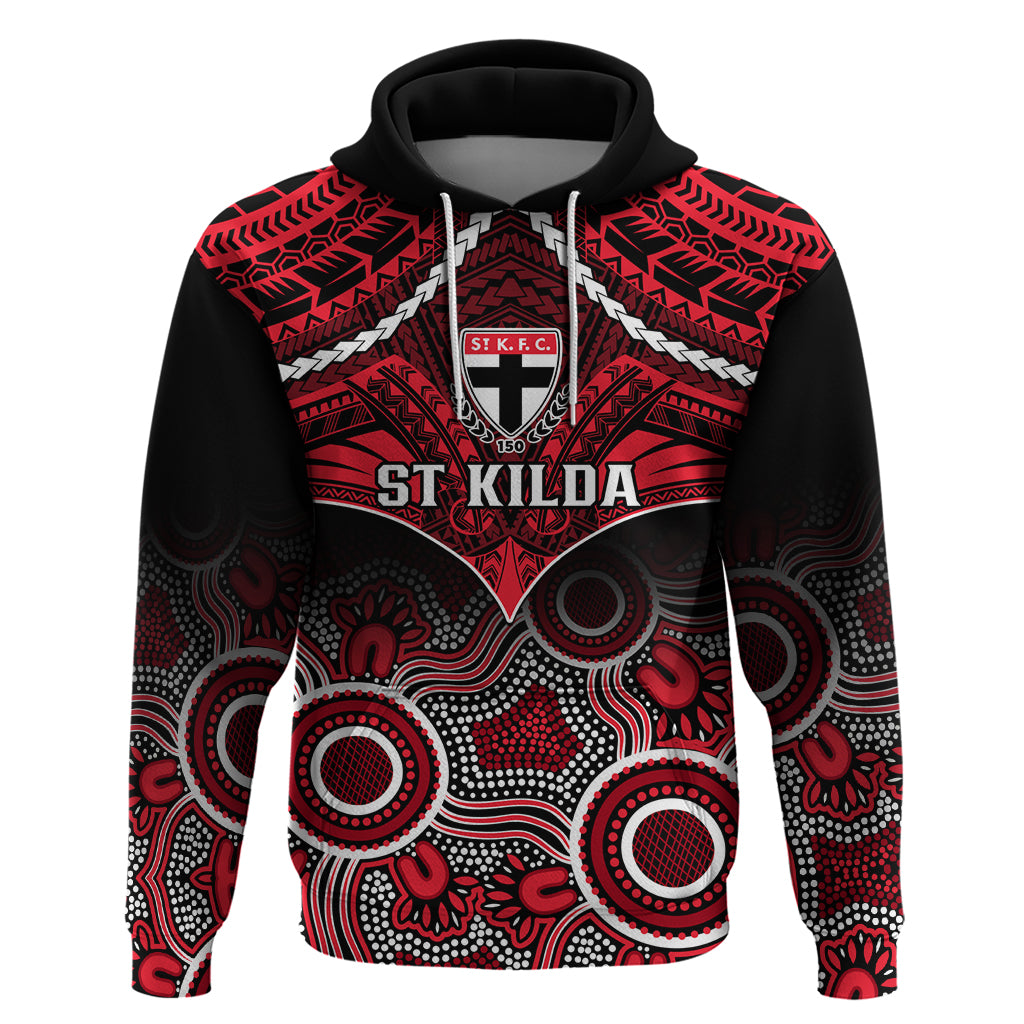 St Kilda Football Hoodie Saints Aboriginal Mix Polynesian Pattern - Vibe Hoodie Shop