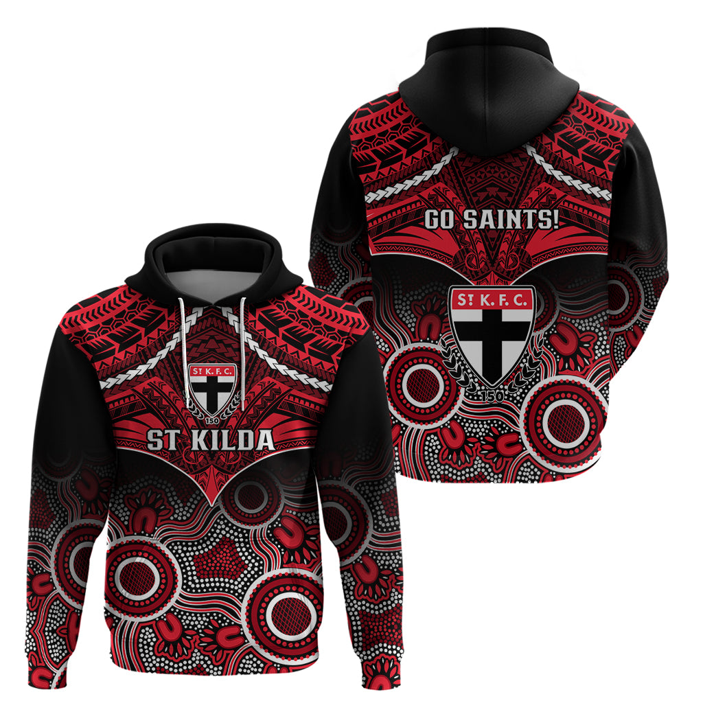 St Kilda Football Hoodie Saints Aboriginal Mix Polynesian Pattern - Vibe Hoodie Shop