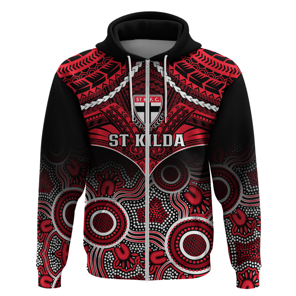 St Kilda Football Hoodie Saints Aboriginal Mix Polynesian Pattern - Vibe Hoodie Shop