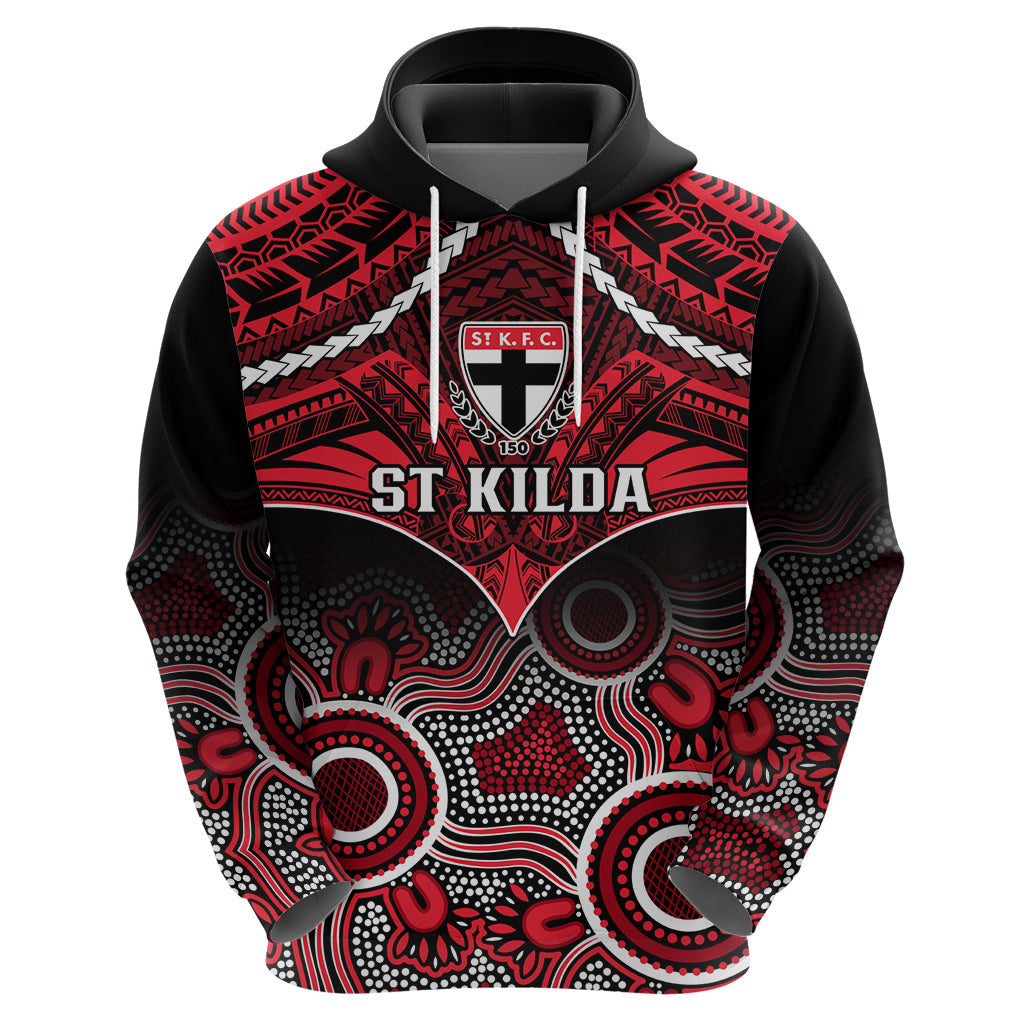 St Kilda Football Hoodie Saints Aboriginal Mix Polynesian Pattern - Vibe Hoodie Shop