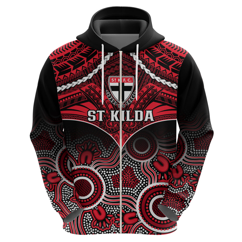 St Kilda Football Hoodie Saints Aboriginal Mix Polynesian Pattern - Vibe Hoodie Shop
