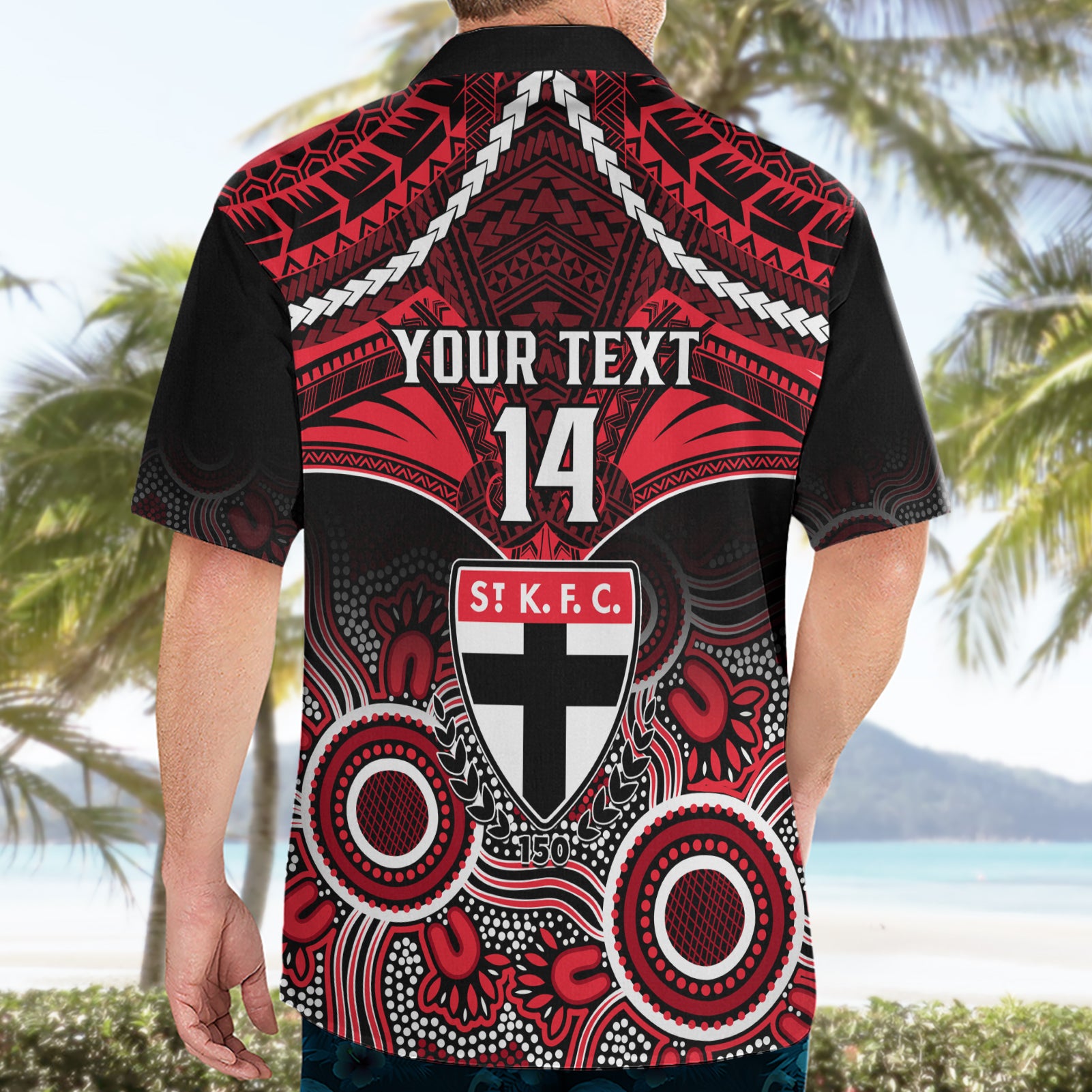 Personalised St Kilda Football Hawaiian Shirt Saints Aboriginal Mix Polynesian Pattern - Vibe Hoodie Shop