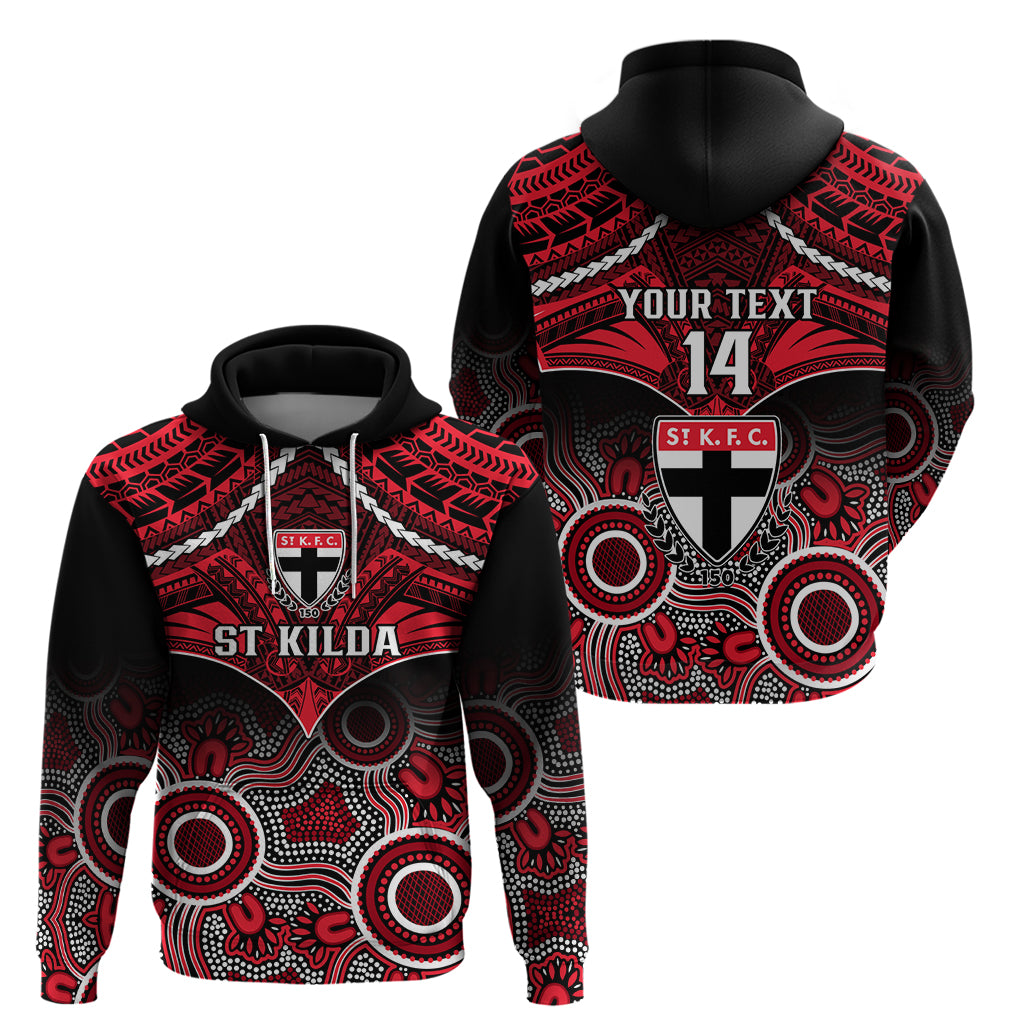 Personalised St Kilda Football Hoodie Saints Aboriginal Mix Polynesian Pattern - Vibe Hoodie Shop