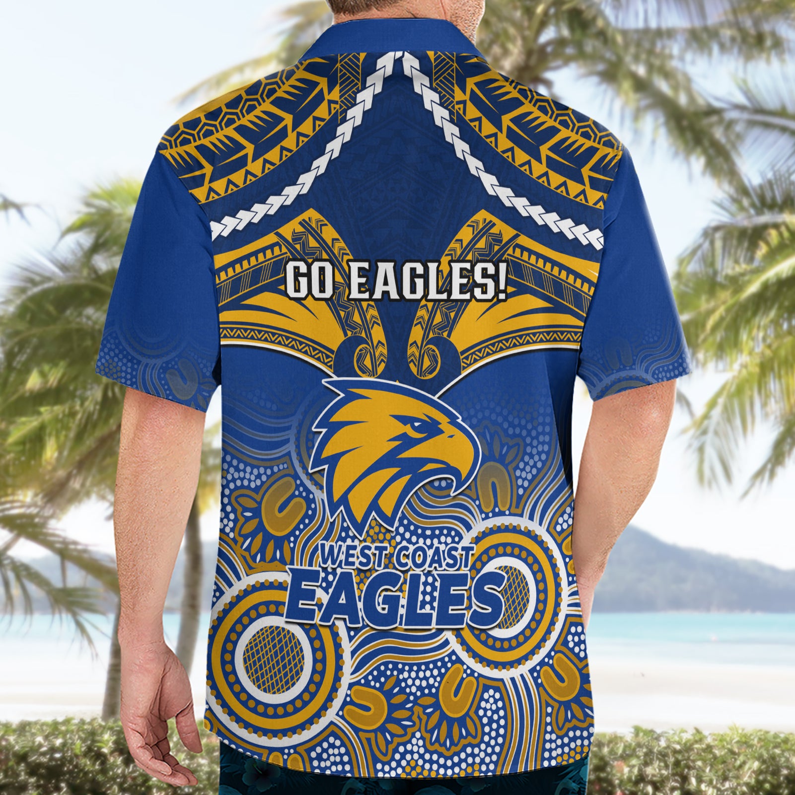 West Coast Football Hawaiian Shirt Eagles Aboriginal Mix Polynesian Pattern - Vibe Hoodie Shop