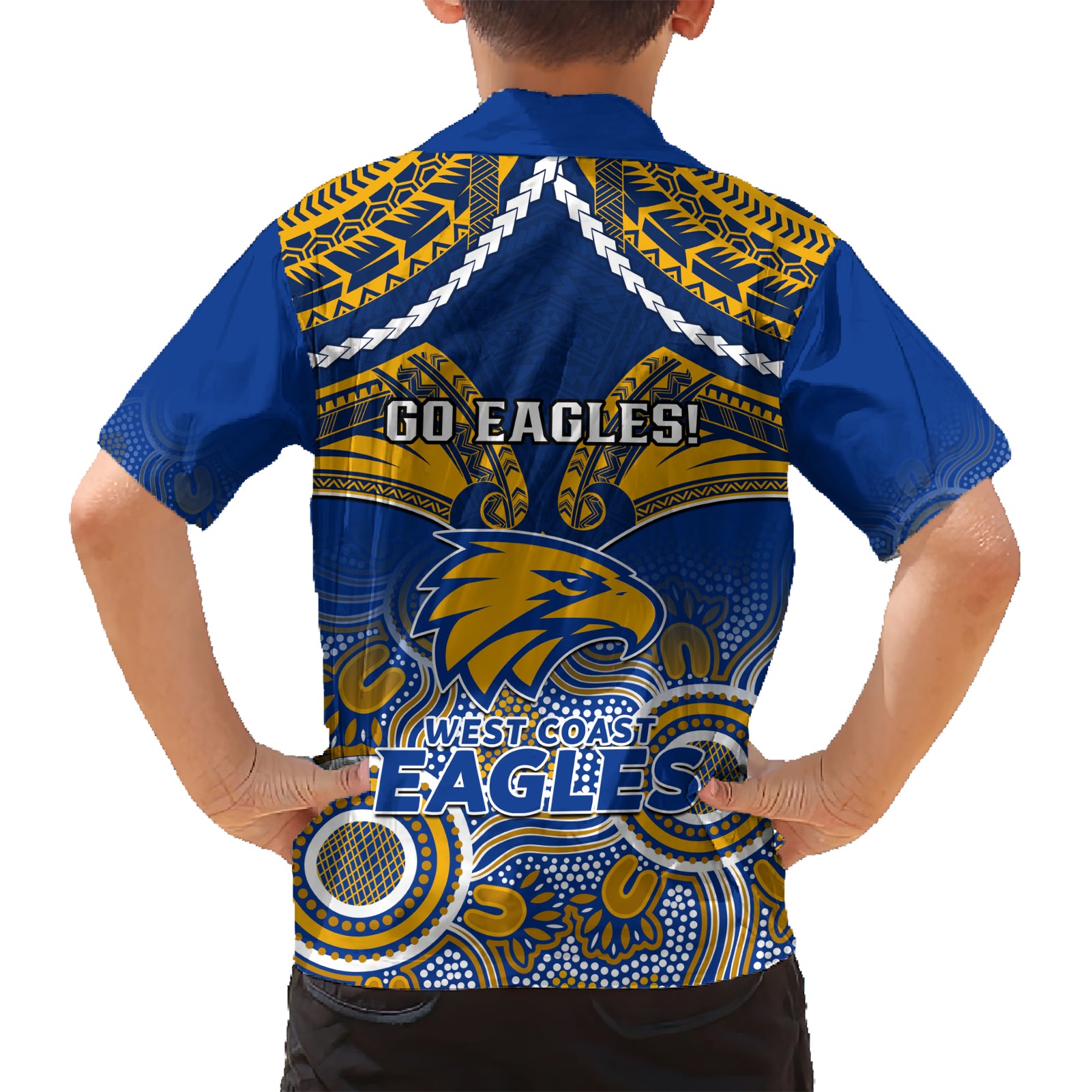West Coast Football Hawaiian Shirt Eagles Aboriginal Mix Polynesian Pattern - Vibe Hoodie Shop