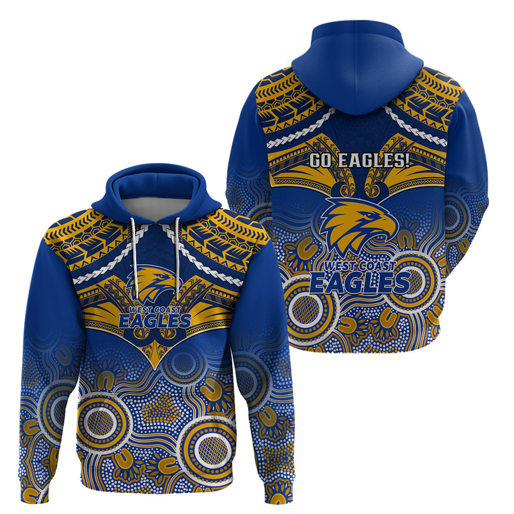 West Coast Football Hoodie Eagles Aboriginal Mix Polynesian Pattern - Vibe Hoodie Shop