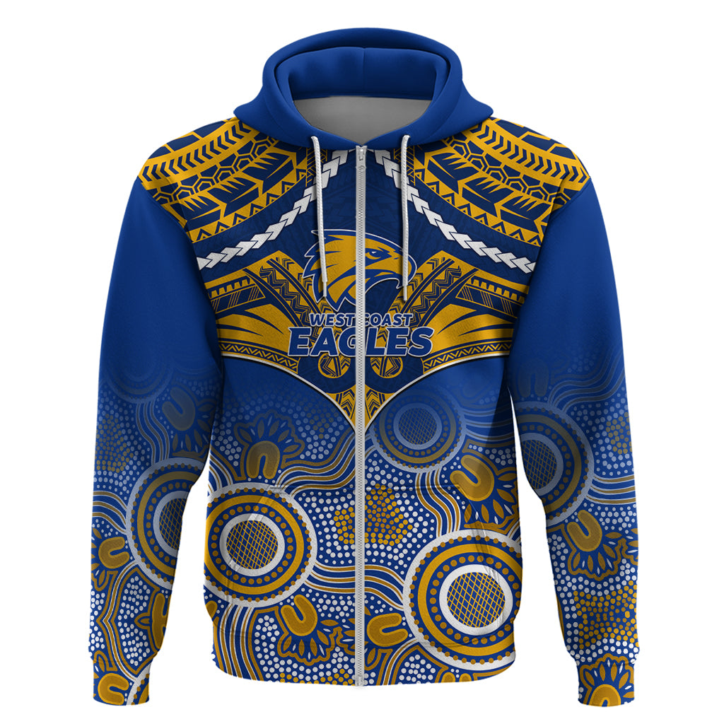 West Coast Football Hoodie Eagles Aboriginal Mix Polynesian Pattern - Vibe Hoodie Shop