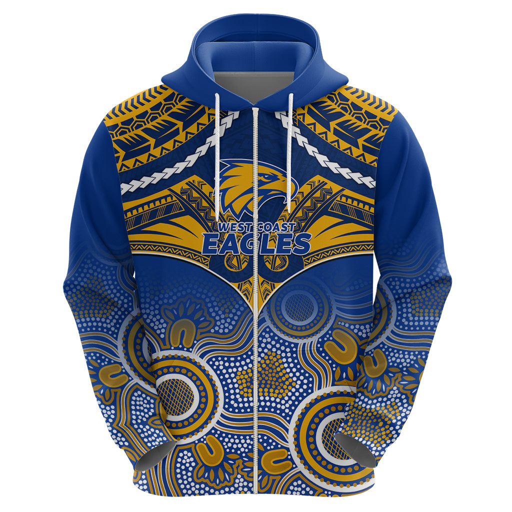West Coast Football Hoodie Eagles Aboriginal Mix Polynesian Pattern - Vibe Hoodie Shop