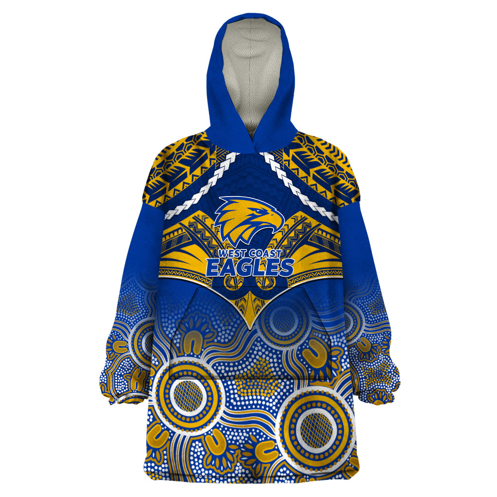 West Coast Football Wearable Blanket Hoodie Eagles Aboriginal Mix Polynesian Pattern - Vibe Hoodie Shop