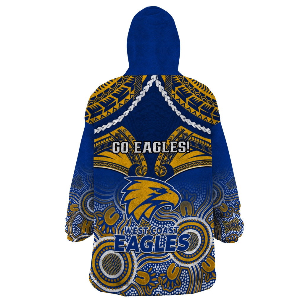 West Coast Football Wearable Blanket Hoodie Eagles Aboriginal Mix Polynesian Pattern - Vibe Hoodie Shop