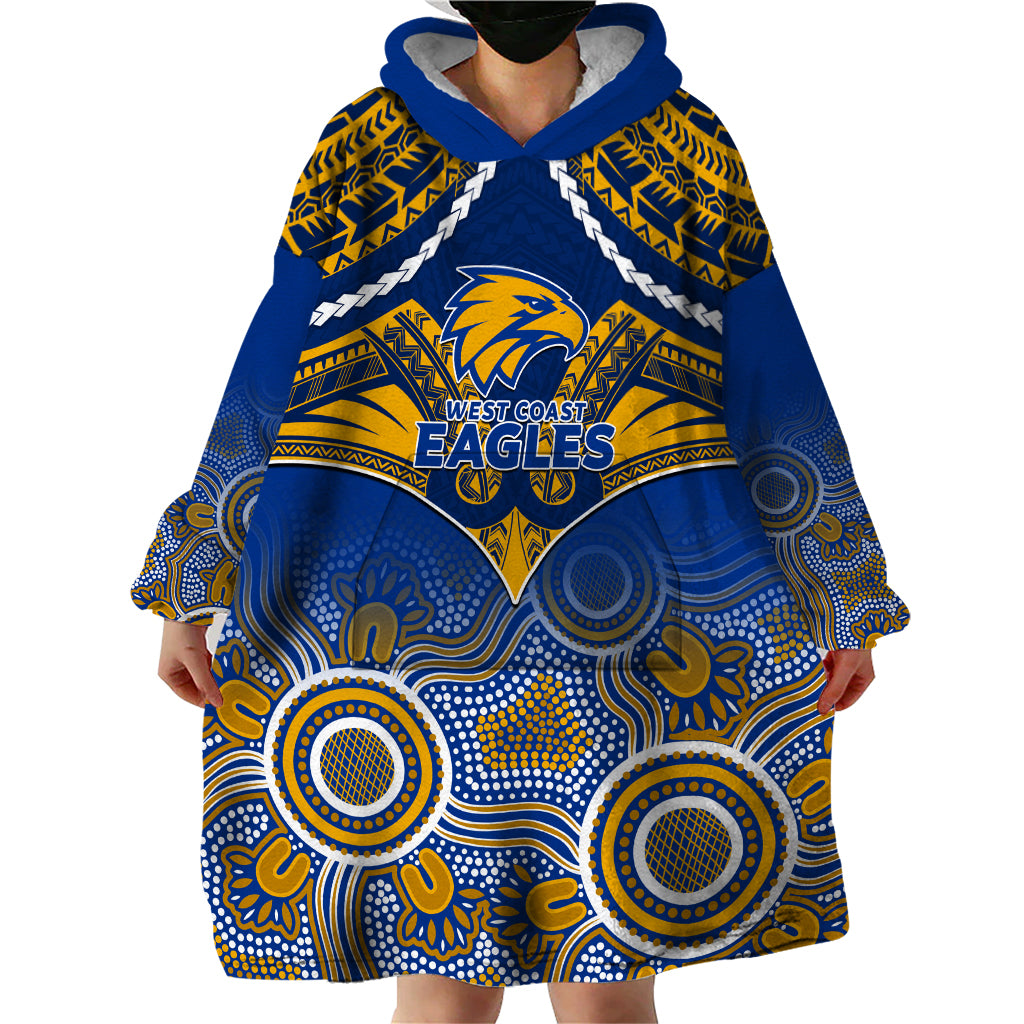 West Coast Football Wearable Blanket Hoodie Eagles Aboriginal Mix Polynesian Pattern - Vibe Hoodie Shop