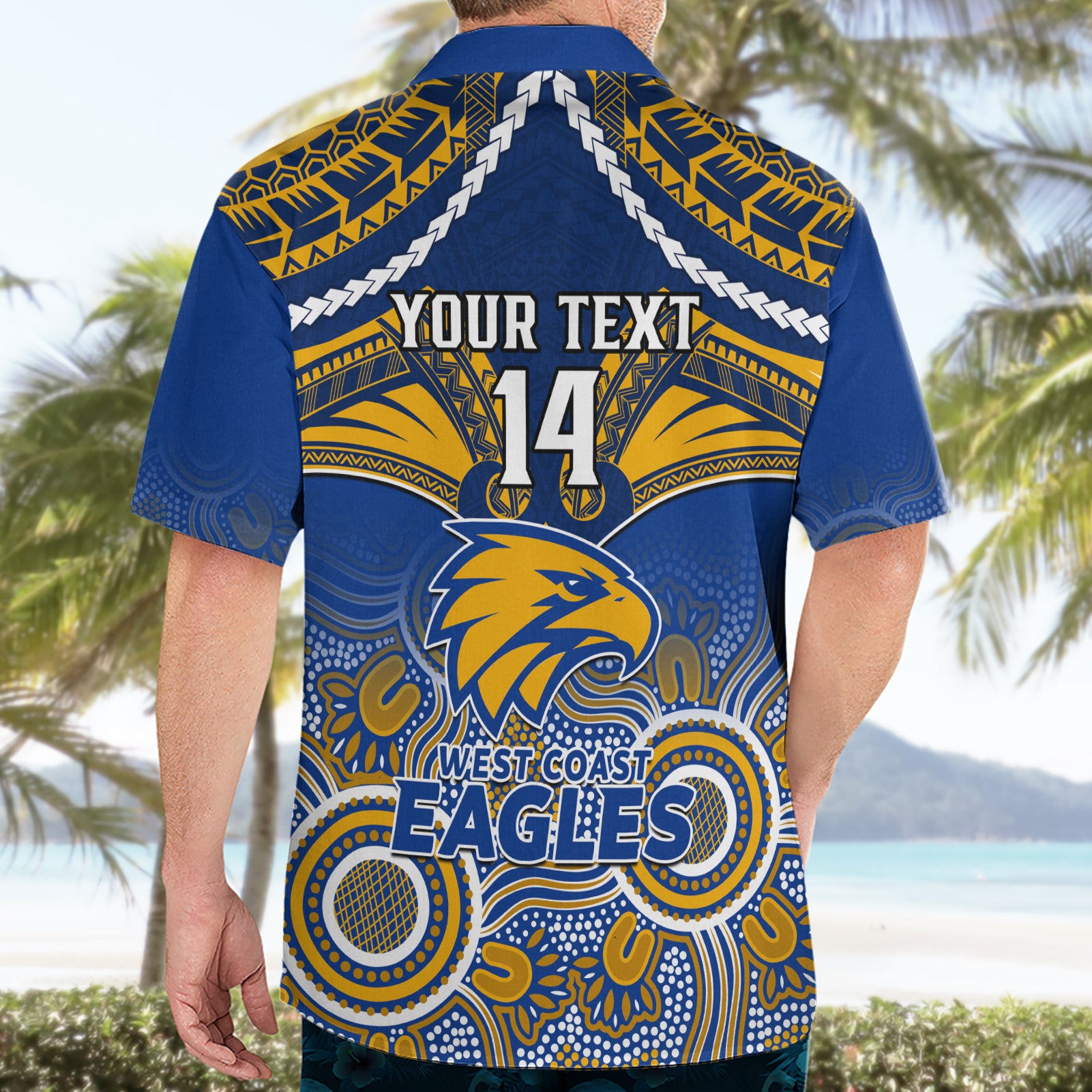 Personalised West Coast Football Hawaiian Shirt Eagles Aboriginal Mix Polynesian Pattern - Vibe Hoodie Shop