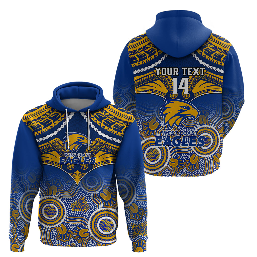 Personalised West Coast Football Hoodie Eagles Aboriginal Mix Polynesian Pattern - Vibe Hoodie Shop