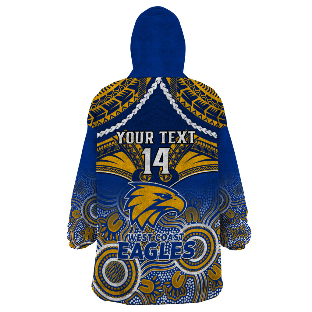 Personalised West Coast Football Wearable Blanket Hoodie Eagles Aboriginal Mix Polynesian Pattern - Vibe Hoodie Shop