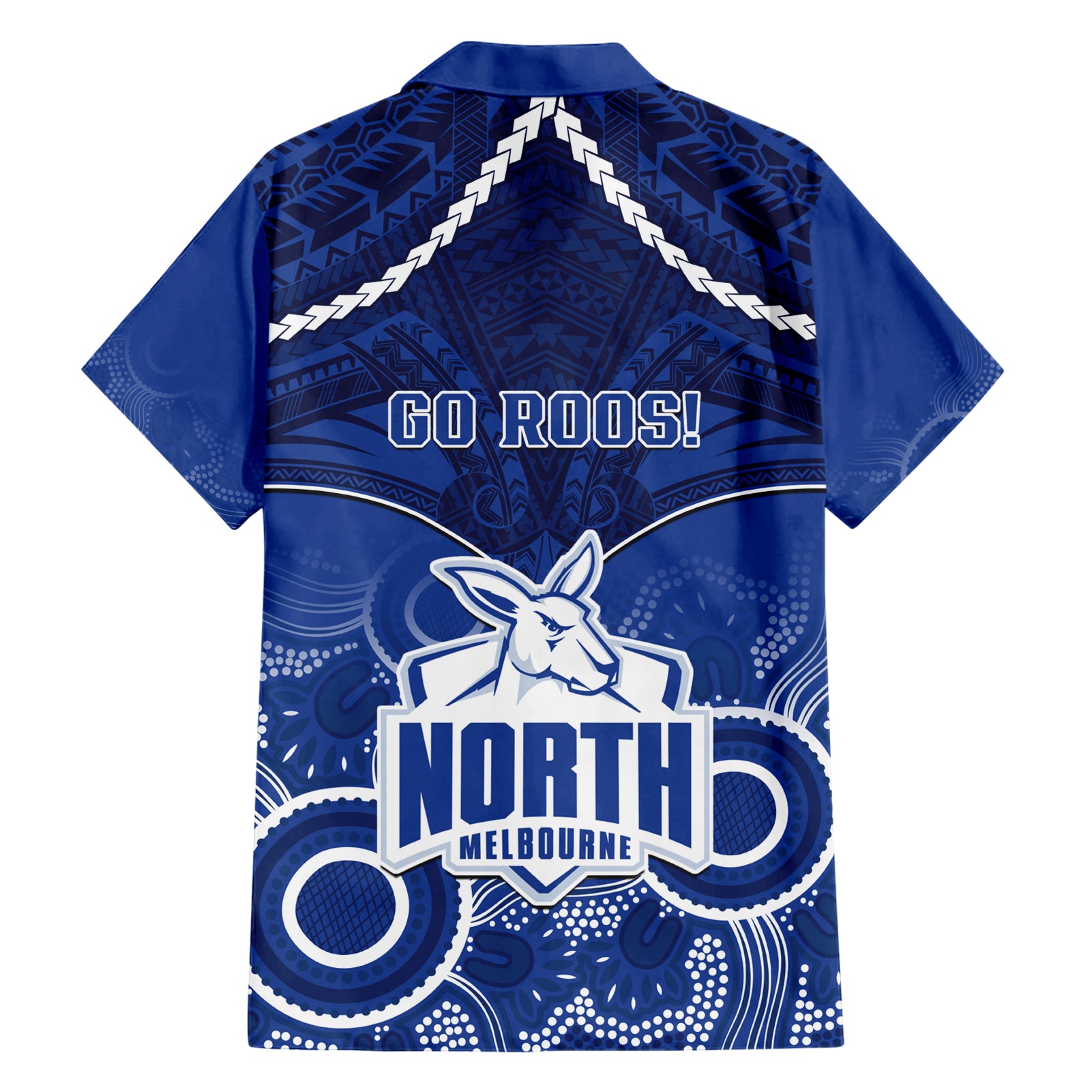North Melbourne Football Hawaiian Shirt Kangaroos Aboriginal Mix Polynesian Pattern - Vibe Hoodie Shop