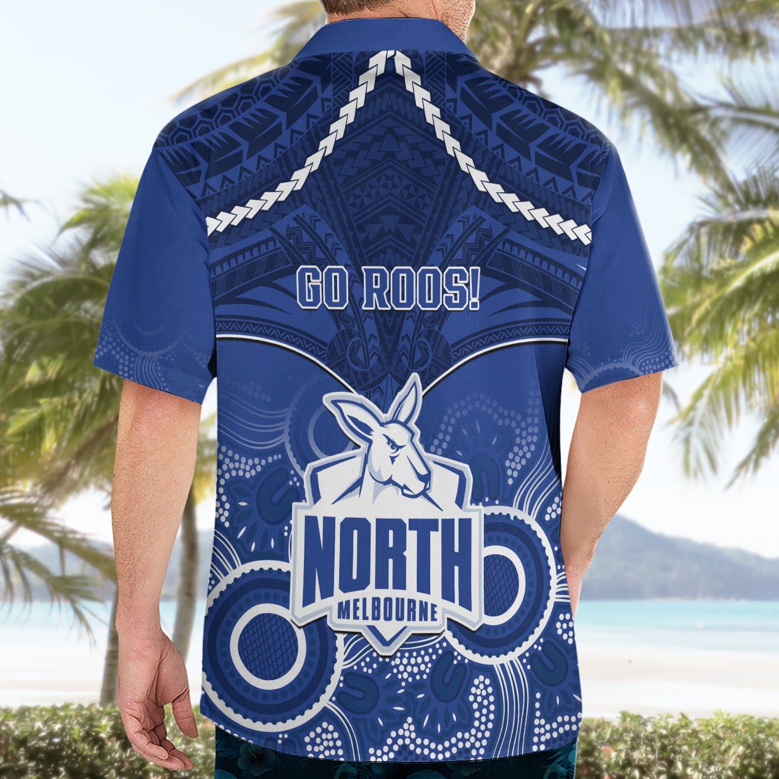 North Melbourne Football Hawaiian Shirt Kangaroos Aboriginal Mix Polynesian Pattern - Vibe Hoodie Shop