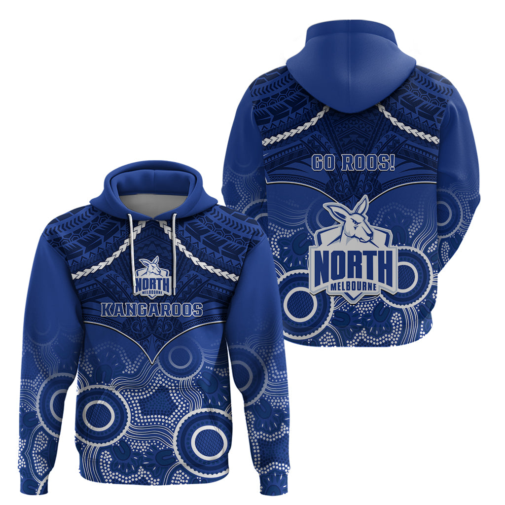 North Melbourne Football Hoodie Kangaroos Aboriginal Mix Polynesian Pattern - Vibe Hoodie Shop