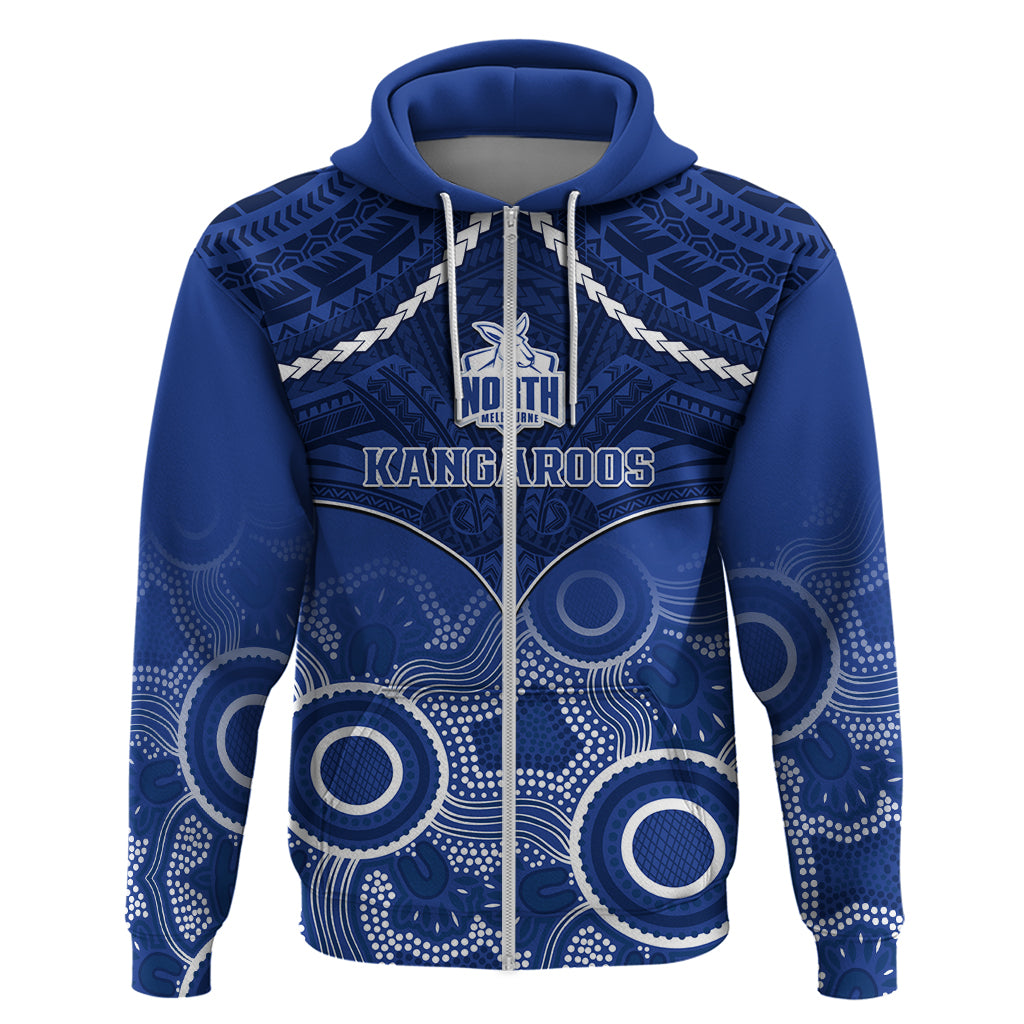 North Melbourne Football Hoodie Kangaroos Aboriginal Mix Polynesian Pattern - Vibe Hoodie Shop