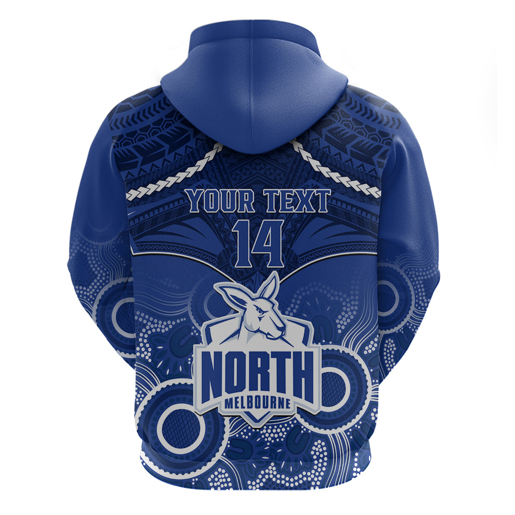 Personalised North Melbourne Football Hoodie Kangaroos Aboriginal Mix Polynesian Pattern - Vibe Hoodie Shop