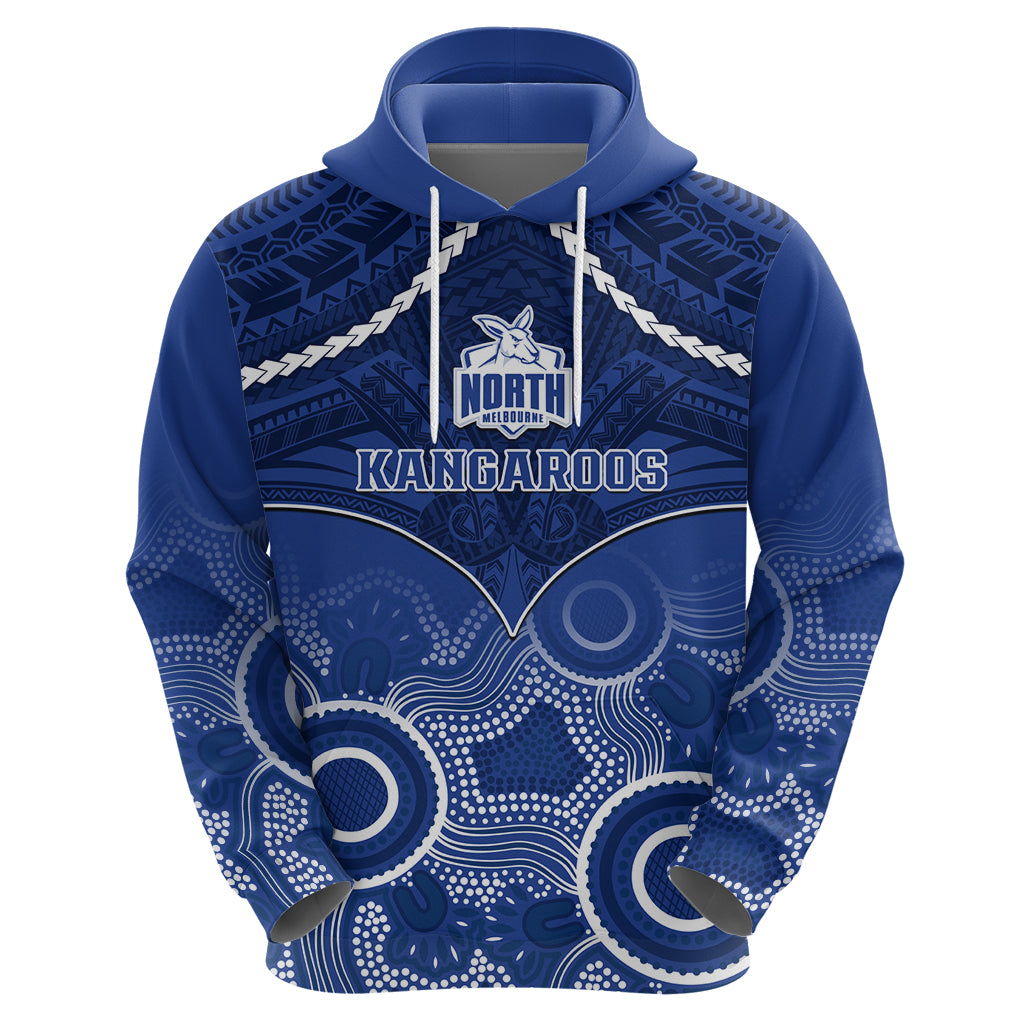 Personalised North Melbourne Football Hoodie Kangaroos Aboriginal Mix Polynesian Pattern - Vibe Hoodie Shop