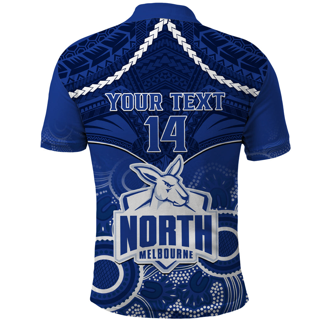 Personalised North Melbourne Football Polo Shirt Kangaroos Aboriginal Mix Polynesian Pattern - Vibe Hoodie Shop