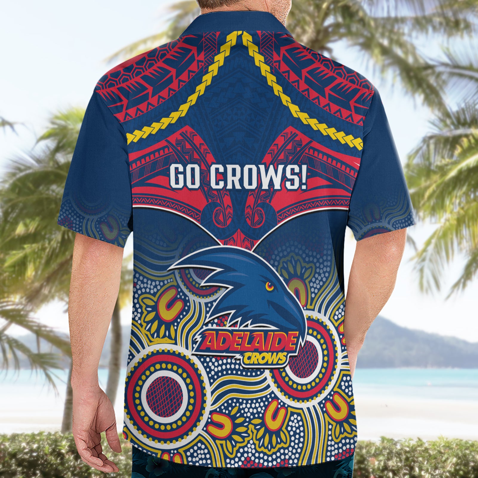Adelaide Crows Football Hawaiian Shirt Aboriginal Mix Polynesian Pattern - Vibe Hoodie Shop