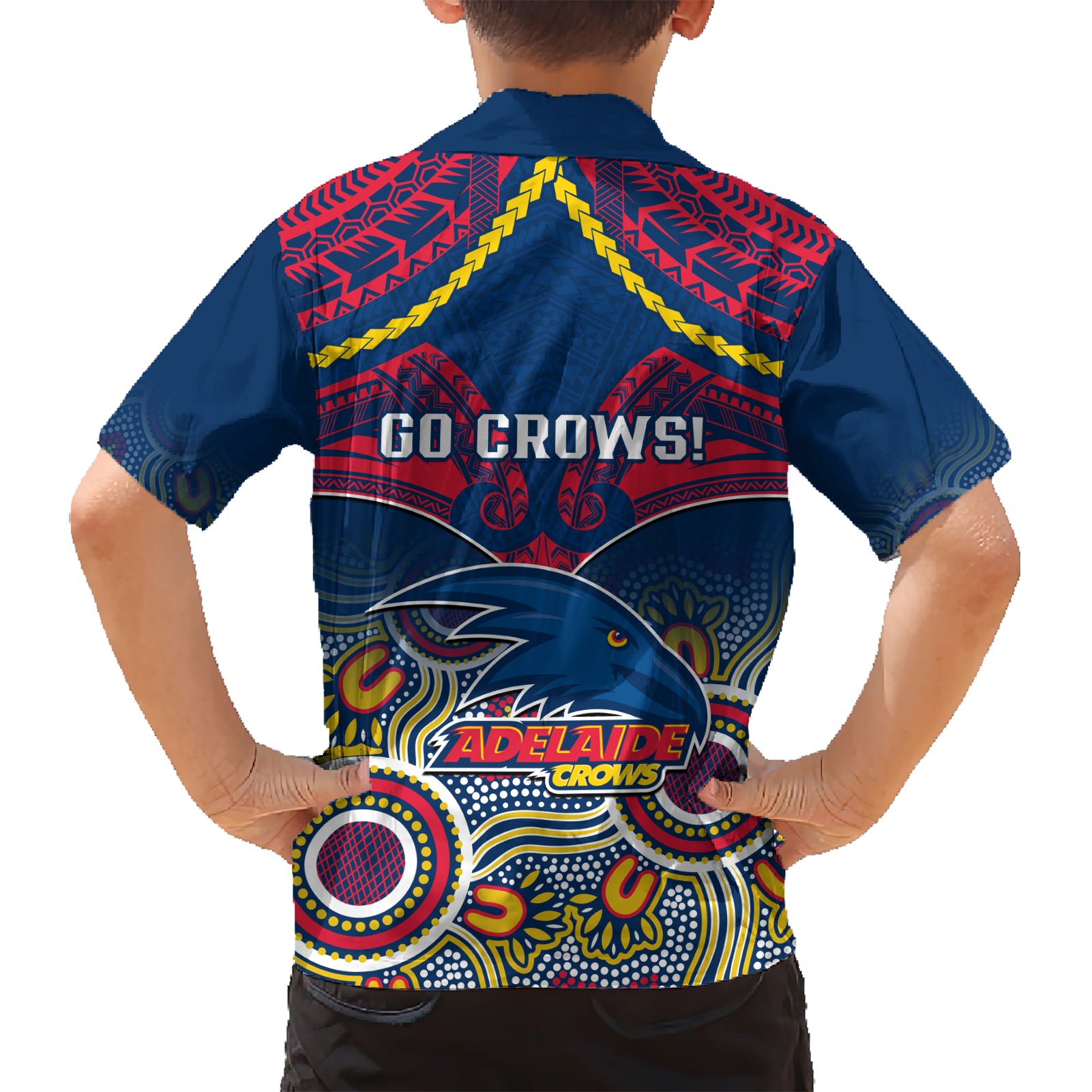 Adelaide Crows Football Hawaiian Shirt Aboriginal Mix Polynesian Pattern - Vibe Hoodie Shop