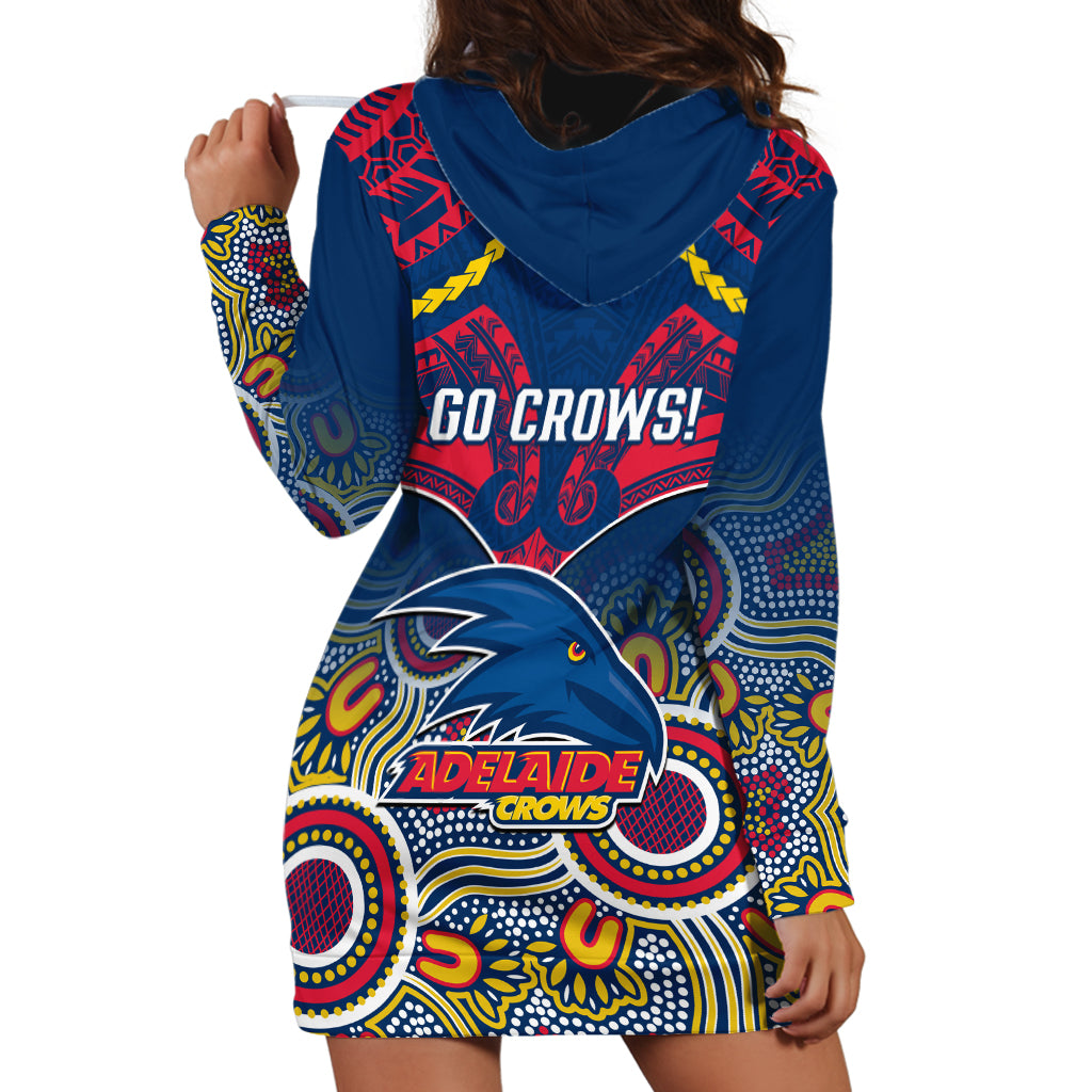 Adelaide Crows Football Hoodie Dress Aboriginal Mix Polynesian Pattern - Vibe Hoodie Shop