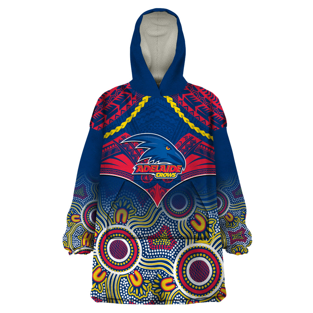 Adelaide Crows Football Wearable Blanket Hoodie Aboriginal Mix Polynesian Pattern - Vibe Hoodie Shop