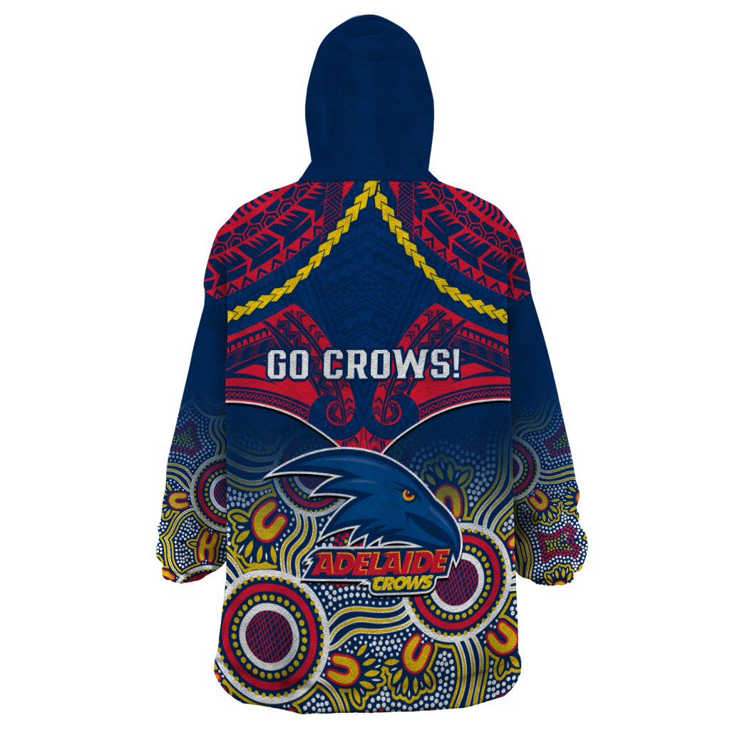 Adelaide Crows Football Wearable Blanket Hoodie Aboriginal Mix Polynesian Pattern - Vibe Hoodie Shop