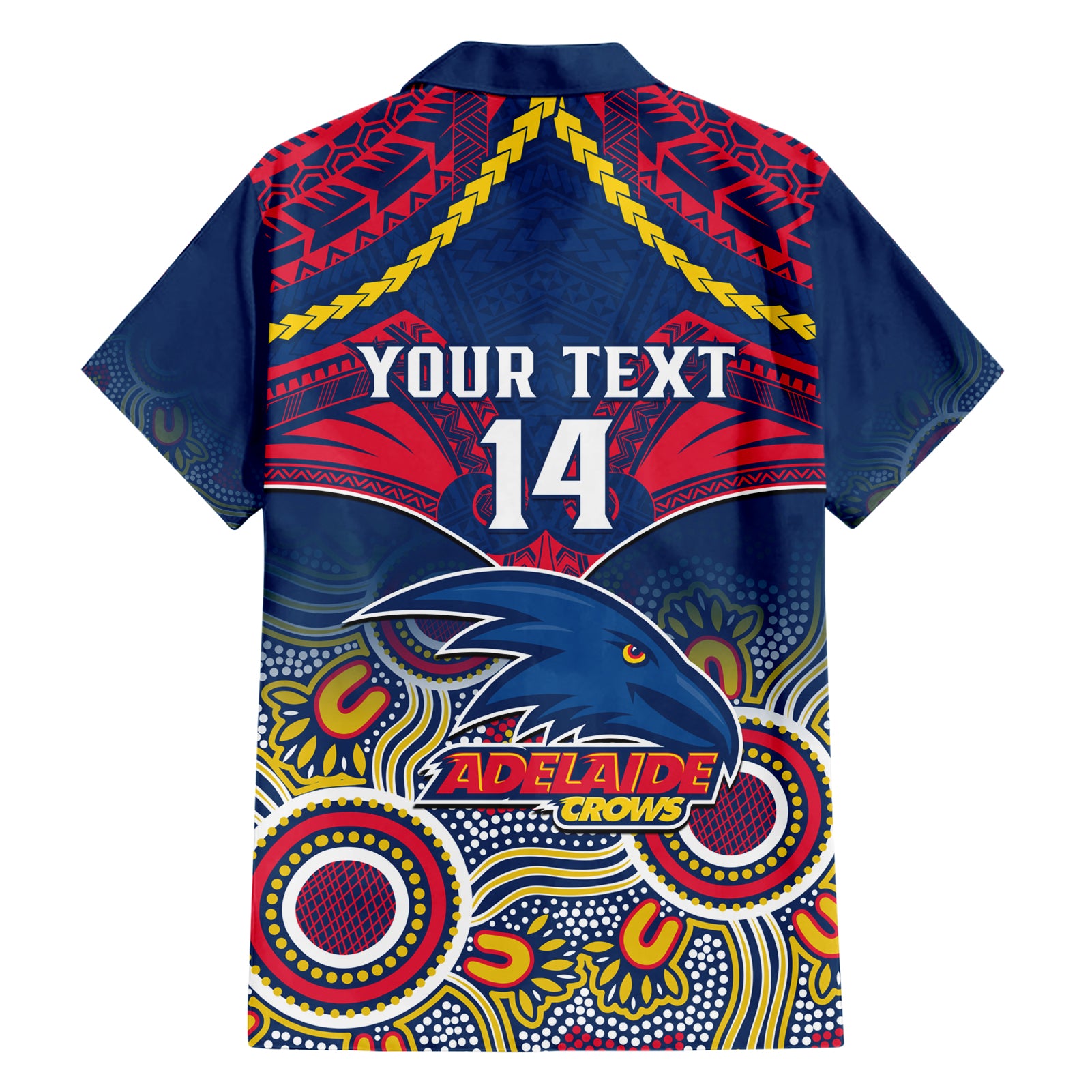 Personalised Adelaide Crows Football Hawaiian Shirt Aboriginal Mix Polynesian Pattern - Vibe Hoodie Shop