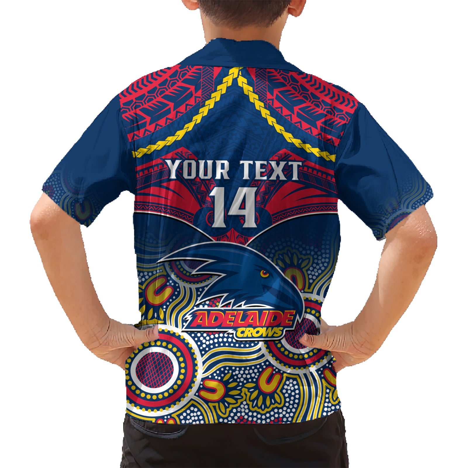Personalised Adelaide Crows Football Hawaiian Shirt Aboriginal Mix Polynesian Pattern - Vibe Hoodie Shop