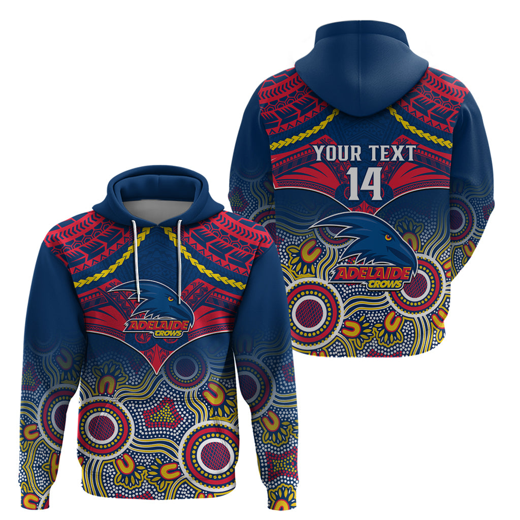 Personalised Adelaide Crows Football Hoodie Aboriginal Mix Polynesian Pattern - Vibe Hoodie Shop