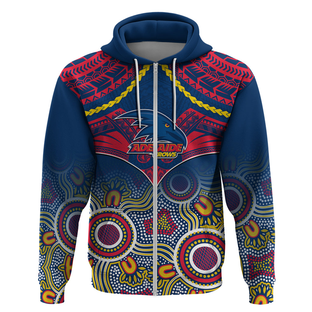 Personalised Adelaide Crows Football Hoodie Aboriginal Mix Polynesian Pattern - Vibe Hoodie Shop