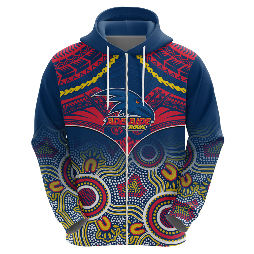 Personalised Adelaide Crows Football Hoodie Aboriginal Mix Polynesian Pattern - Vibe Hoodie Shop