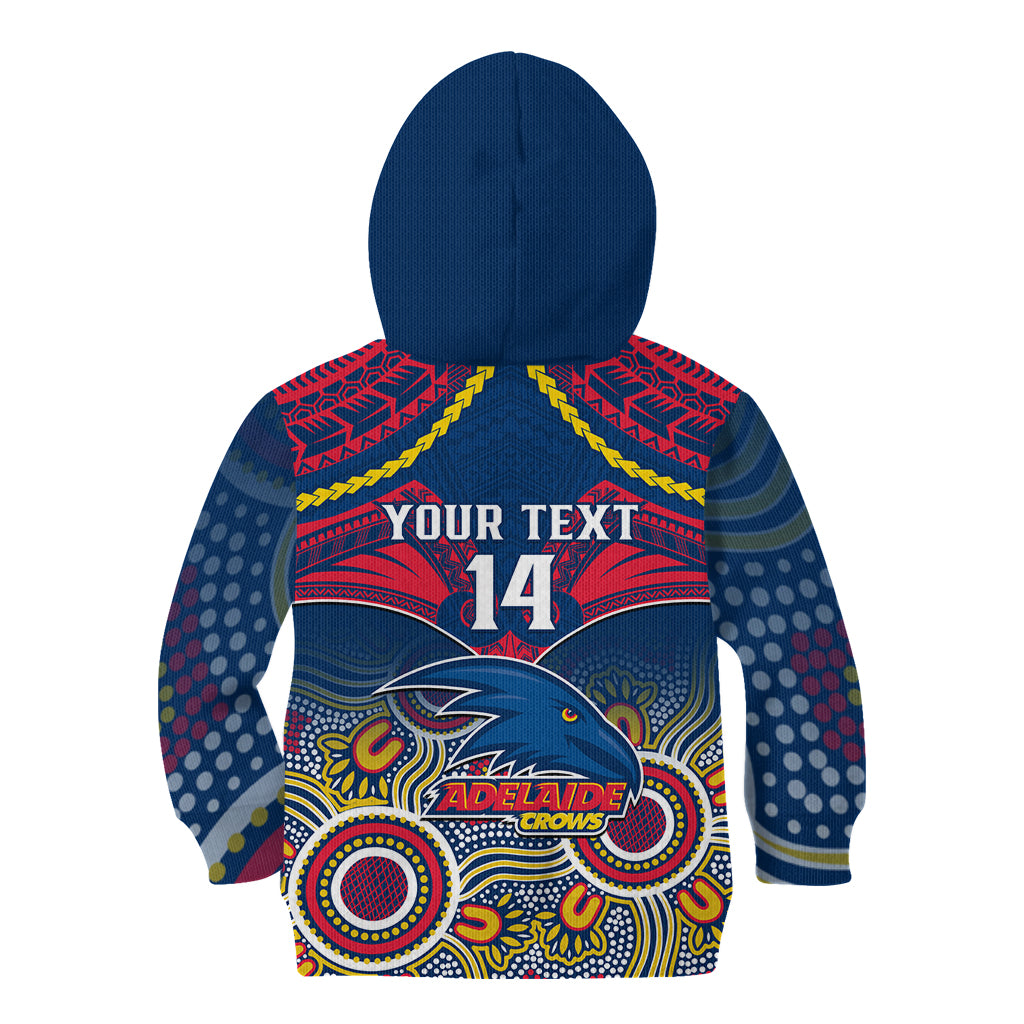 Personalised Adelaide Crows Football Kid Hoodie Aboriginal Mix Polynesian Pattern - Vibe Hoodie Shop