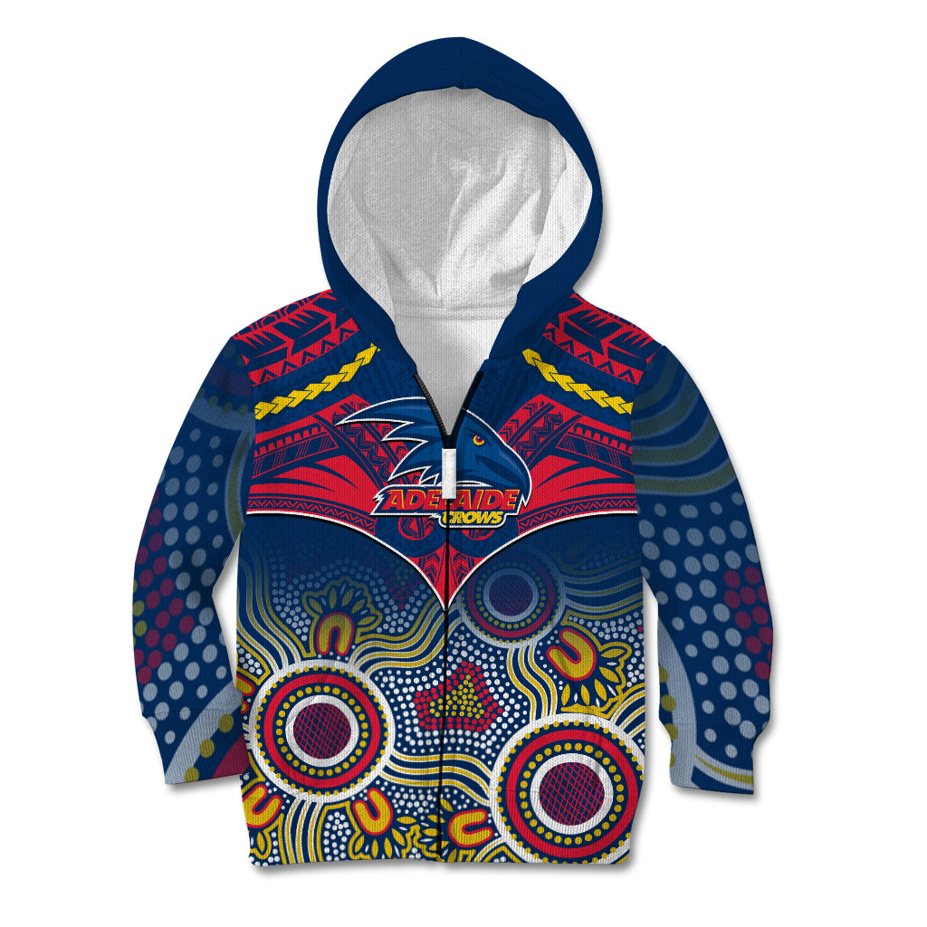 Personalised Adelaide Crows Football Kid Hoodie Aboriginal Mix Polynesian Pattern - Vibe Hoodie Shop