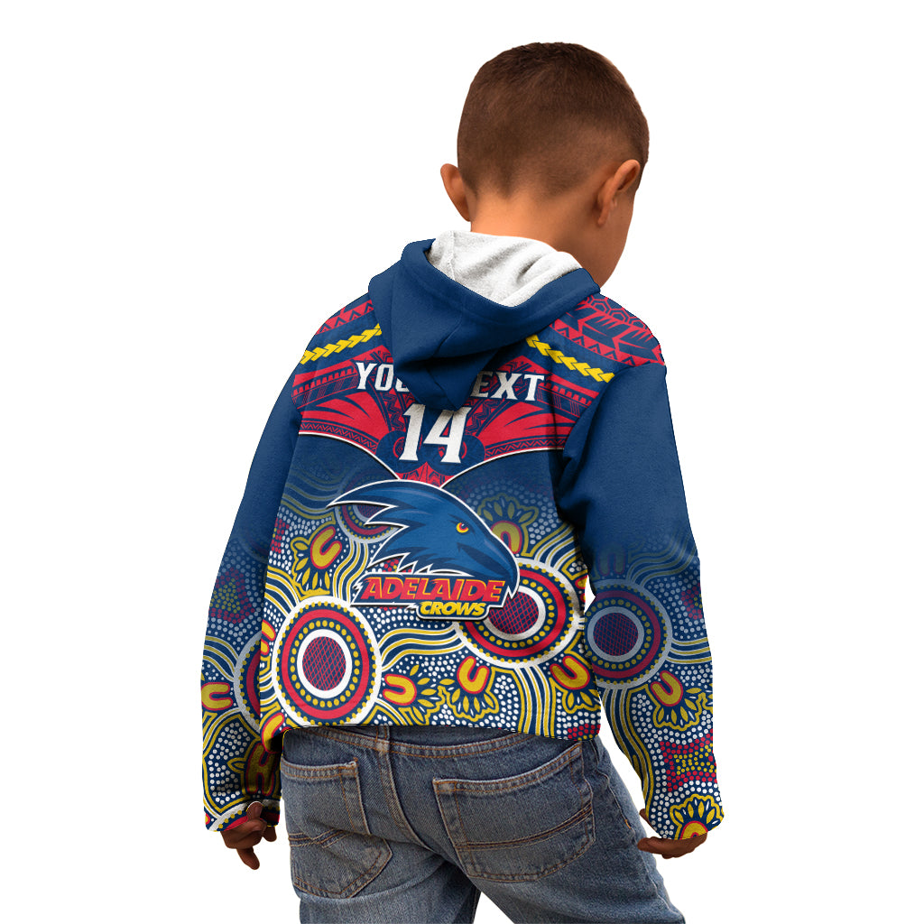 Personalised Adelaide Crows Football Kid Hoodie Aboriginal Mix Polynesian Pattern - Vibe Hoodie Shop