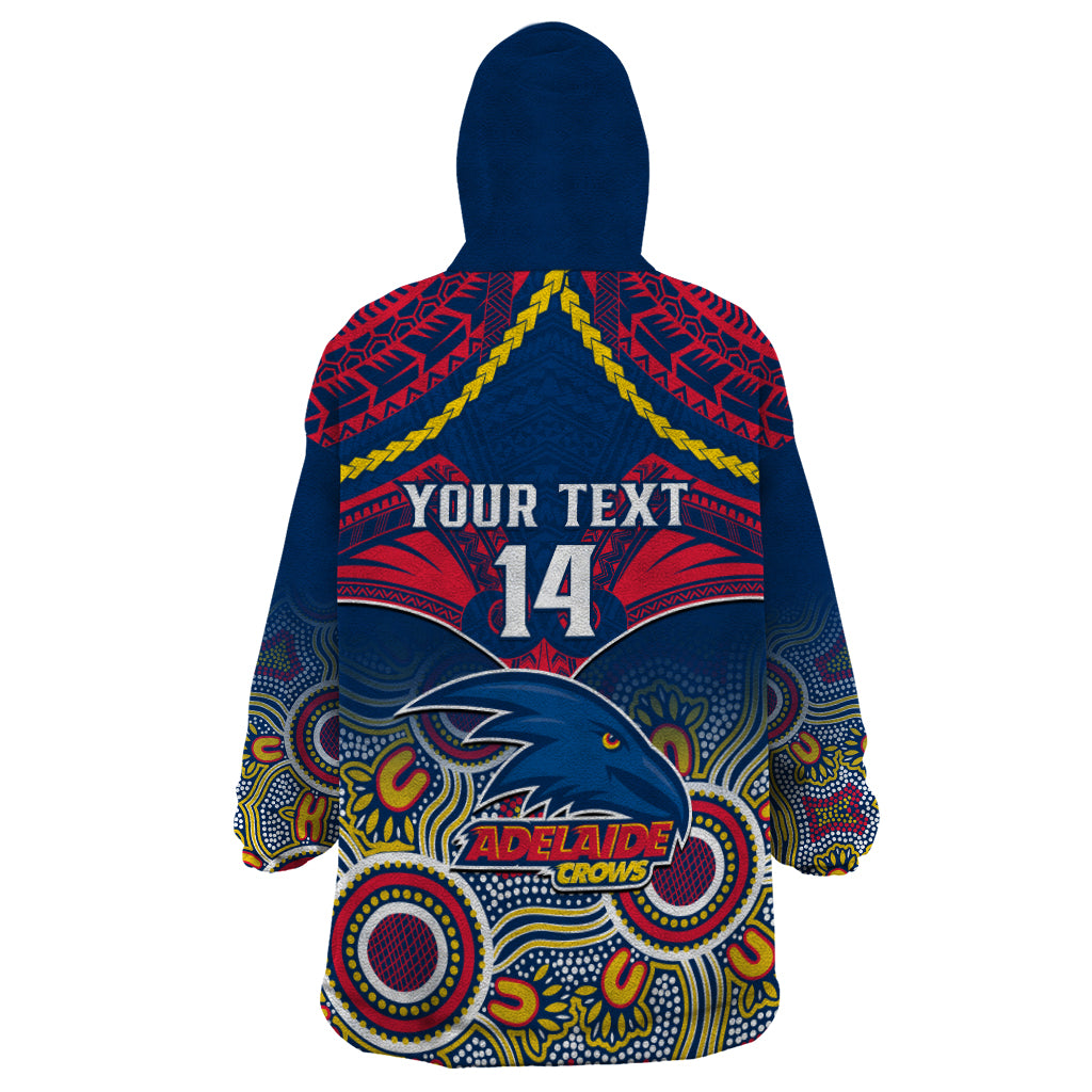 Personalised Adelaide Crows Football Wearable Blanket Hoodie Aboriginal Mix Polynesian Pattern - Vibe Hoodie Shop