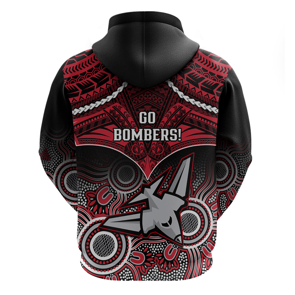 Essendon Football Hoodie Bombers Aboriginal Mix Polynesian Pattern - Vibe Hoodie Shop