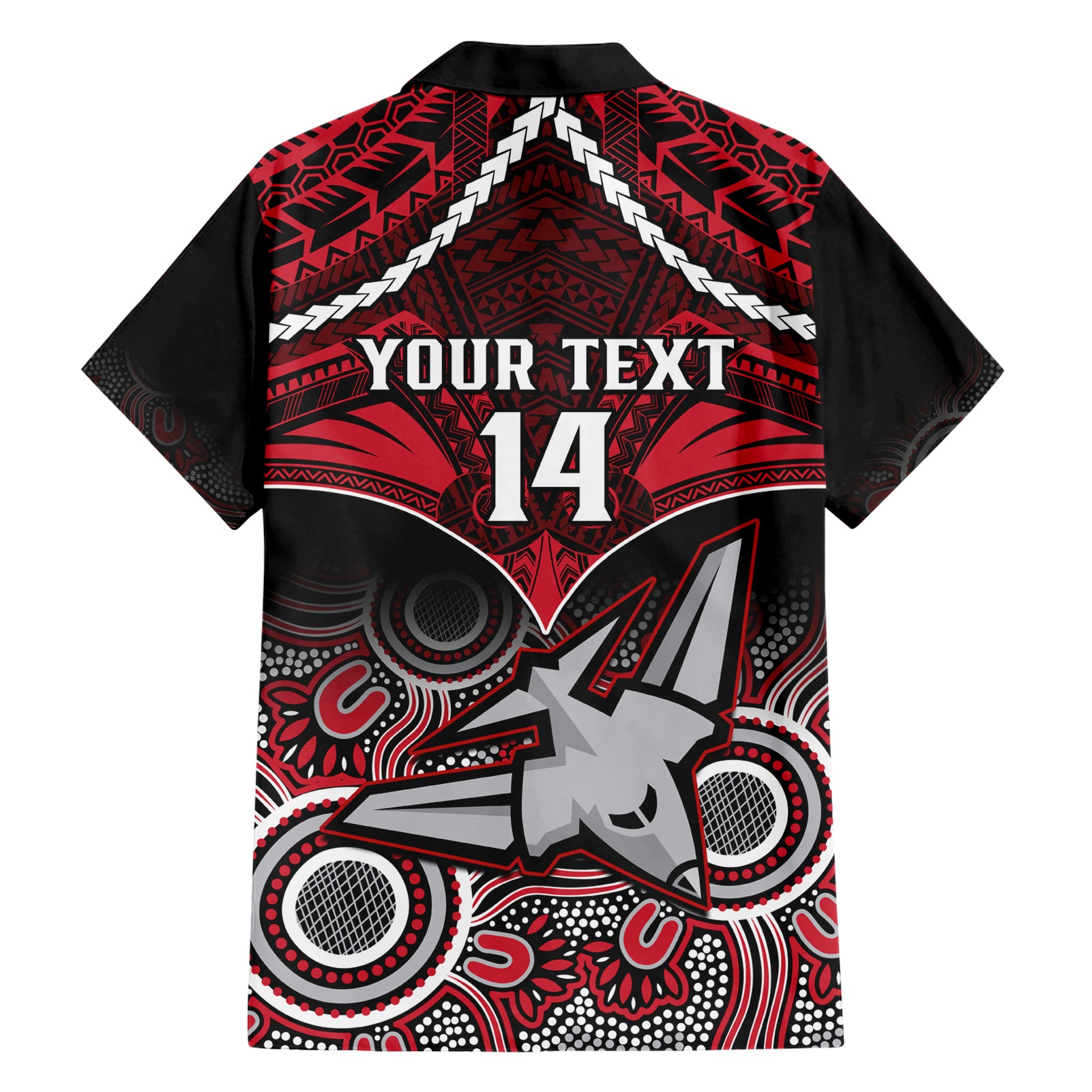 Personalised Essendon Football Hawaiian Shirt Bombers Aboriginal Mix Polynesian Pattern - Vibe Hoodie Shop