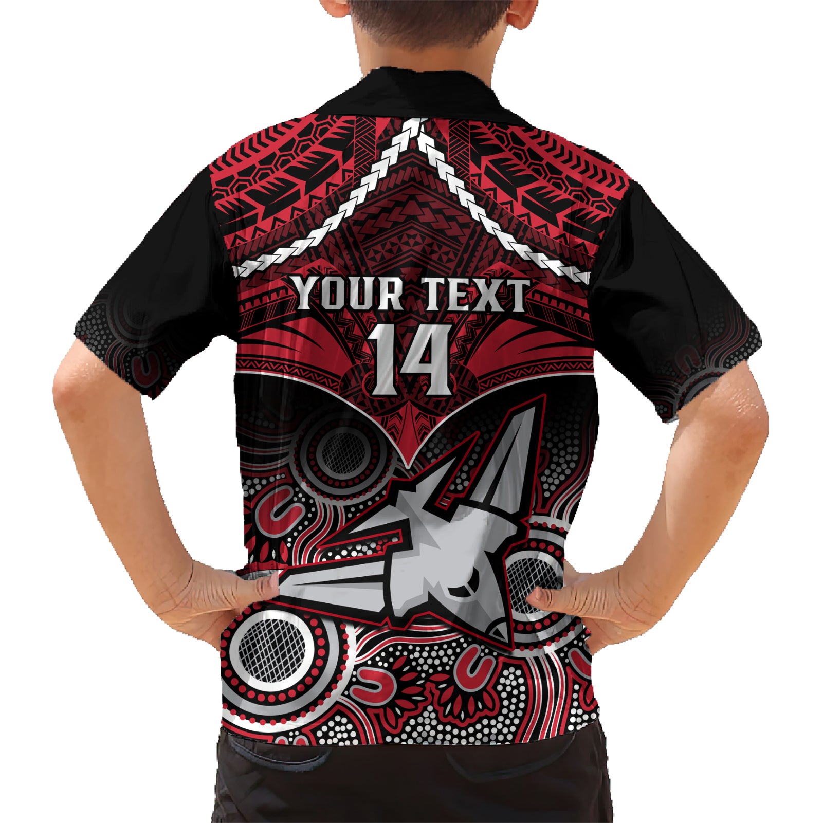 Personalised Essendon Football Hawaiian Shirt Bombers Aboriginal Mix Polynesian Pattern - Vibe Hoodie Shop