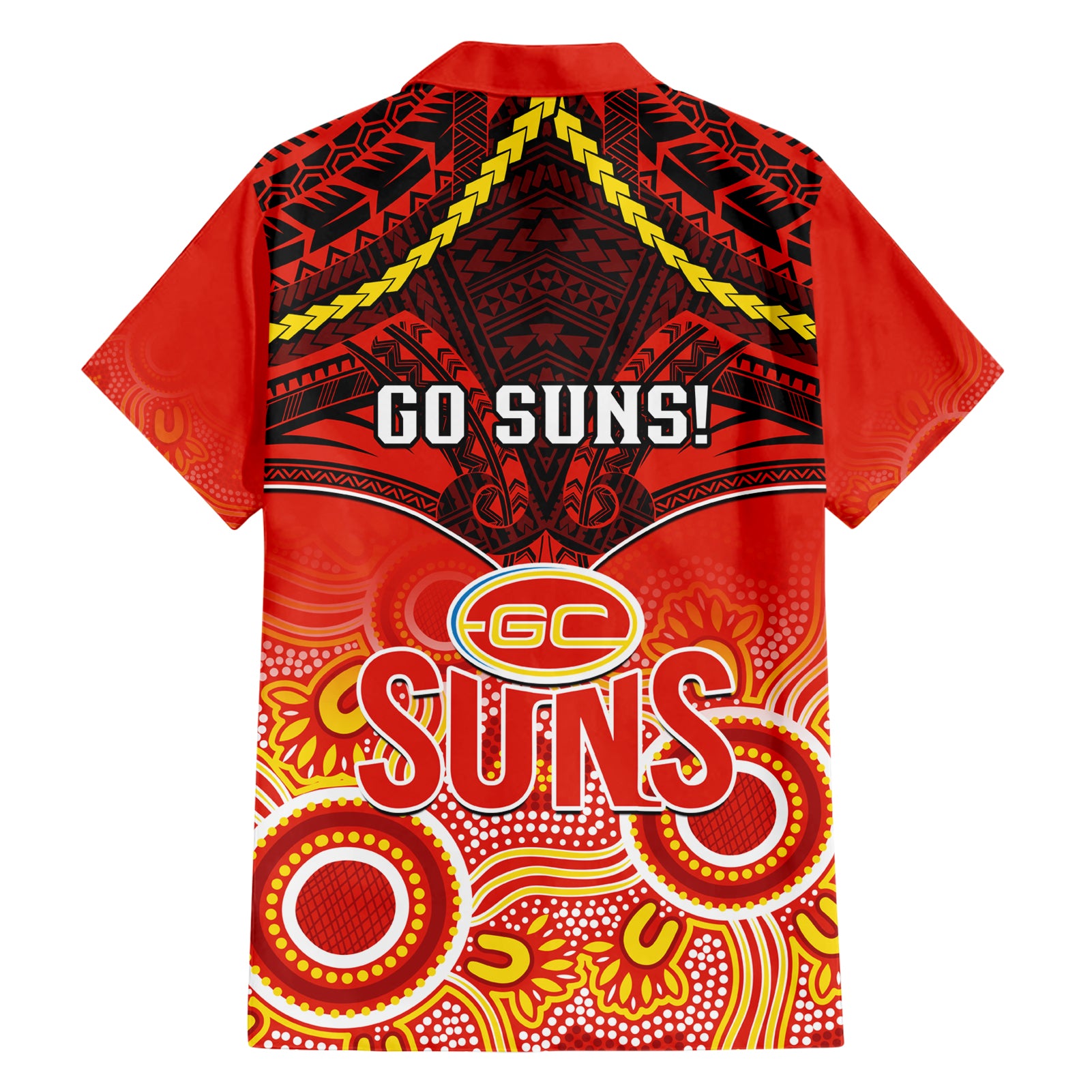 Gold Coast Football Hawaiian Shirt Suns Aboriginal Mix Polynesian Pattern - Vibe Hoodie Shop